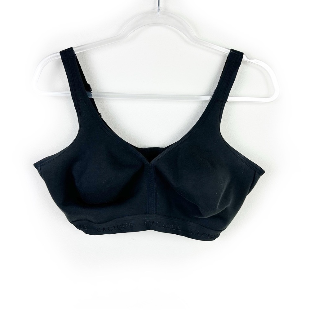 Cacique Black Bra 40F (3DDD) Unlined Full Coverage No Wire Soft Tshirt Bra